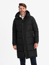 Ombre Clothing Pánska prešívaná dlhá bunda parka s odnímateľnou kapucňou Ombre Oblečenie