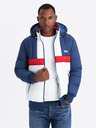 Ombre Clothing Pánska farebná retro športová bunda modrá a biela Ombre Clothing