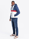 Ombre Clothing Pánska farebná retro športová bunda modrá a biela Ombre Clothing
