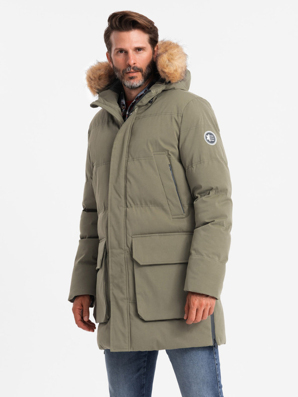 Ombre Clothing Pánska dlhá bunda parka Ombre Clothing