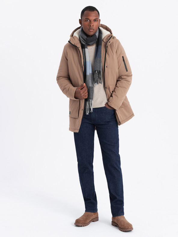 Ombre Clothing Pánska dlhá bunda parka Ombre Clothing