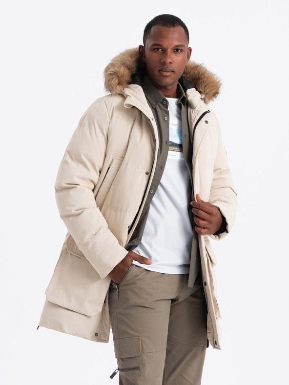 Ombre Clothing Pánska dlhá bunda parka Ombre Clothing