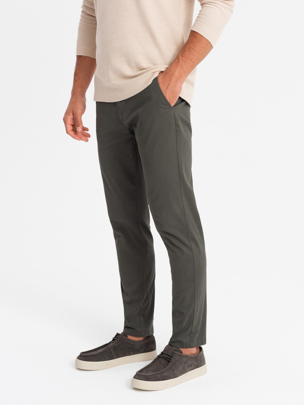 Ombre Clothing Pánske chino nohavice REGULAR FIT khaki Oblečenie Ombre