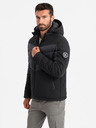 Ombre Clothing Pánska prešívaná kombinovaná bunda s vysokým golierom čierna Ombre Clothing