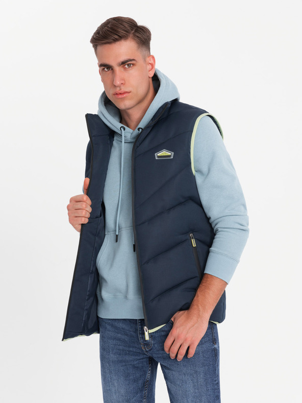 Ombre Clothing Pánska prešívaná vesta s neónovými akcentmi Ombre Oblečenie