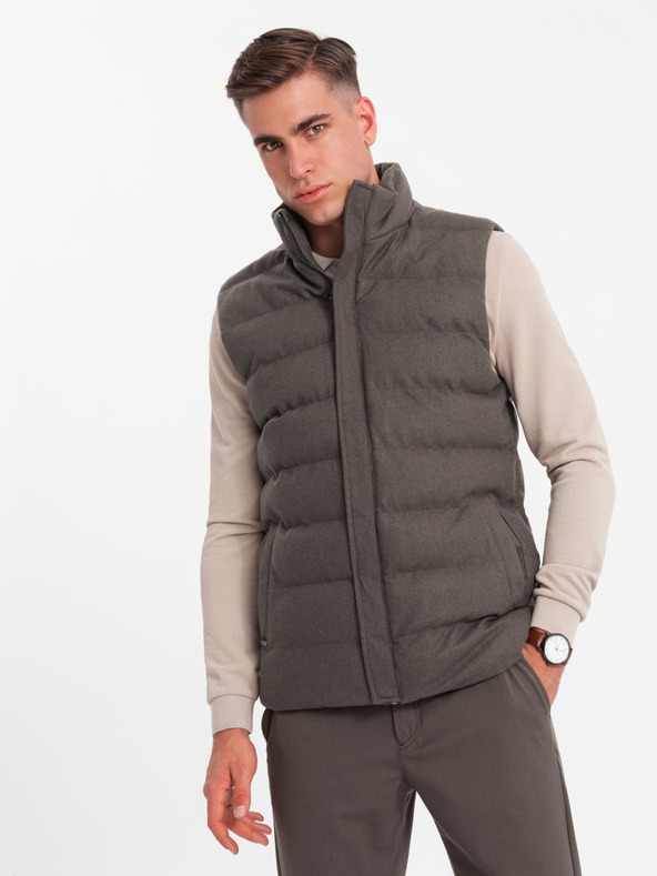 Ombre Clothing Pánska prešívaná vesta s neónovými akcentmi Ombre Clothing