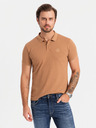 Ombre Clothing Pánska bavlnená polokošeľa BASIC - biela/biela/svetlohnedá V6 OM-POBS-0133 Ombre Clothing
