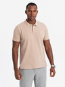 Ombre Clothing Pánska bavlnená polokošeľa BASIC - biela/biela/svetlohnedá V6 OM-POBS-0133 Ombre Clothing