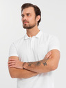 Ombre Clothing Pánska bavlnená polokošeľa BASIC - biela/biela/svetlohnedá V6 OM-POBS-0133 Ombre Clothing