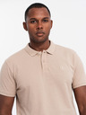 Ombre Clothing Pánska bavlnená polokošeľa BASIC - biela/biela/svetlohnedá V6 OM-POBS-0133 Ombre Clothing