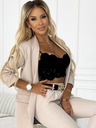 numoco Béžová dámska elegantná súprava bundy a nohavíc s opaskom Numoco