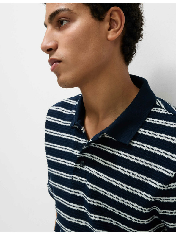 Marks & Spencer Pruhovaná polokošeľa s vysokým podielom bavlny Marks & Spencer námorná modrá