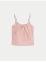 Marks & Spencer Gingham pyžamové tielko z čistej bavlny so zaväzovaním vpredu Marks & Spencer ružová