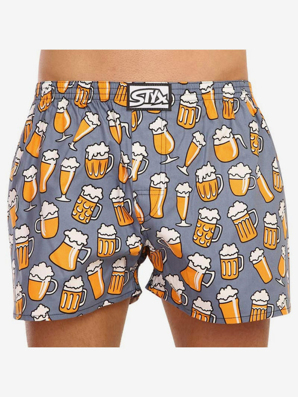 Styx Žlto-sivé pánske vzorované šortky Styx Beer