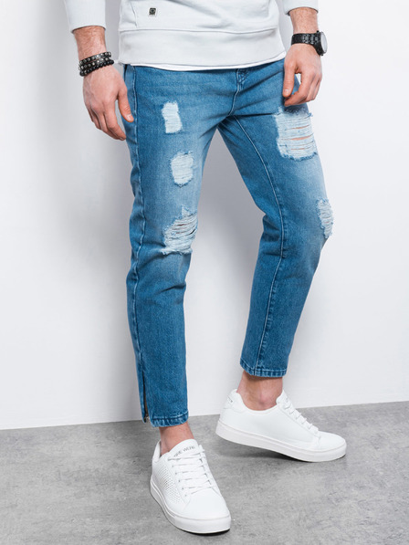 Ombre Clothing Modré pánske džínsové nohavice Ombre Oblečenie P1028