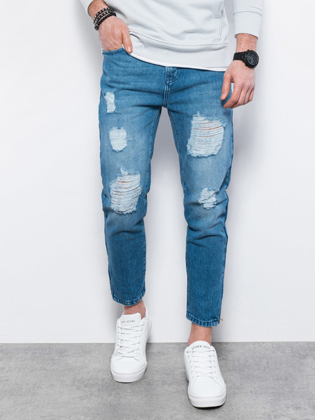 Ombre Clothing Modré pánske džínsové nohavice Ombre Oblečenie P1028