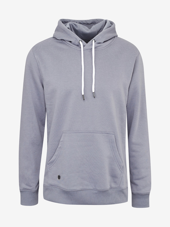 Ombre Clothing Šedá pánska základná mikina s kapucňou Ombre Oblečenie