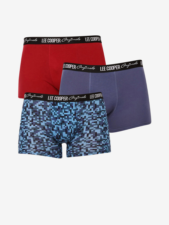 Lee Cooper Súprava troch pánskych boxeriek v modrej, fialovej a červenej farbe Lee Cooper