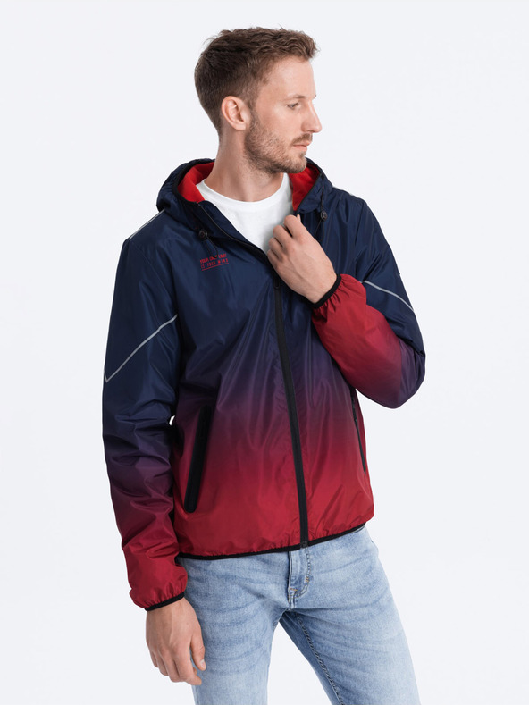 Ombre Clothing Červená a modrá pánska športová bunda od Ombre Clothing