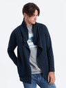 Ombre Clothing Tmavomodrá pánska mikina s asymetrickým zapínaním Ombre Clothing