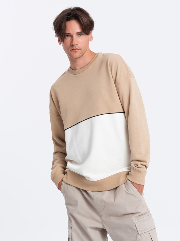 Ombre Clothing Bielo-béžová pánska mikina Ombre Clothing