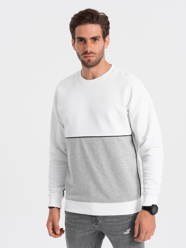 Ombre Clothing Sivá a biela pánska mikina Ombre Clothing