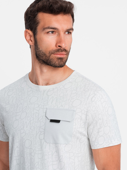 Ombre Clothing Svetlošedé pánske tričko s vreckom Ombre Clothing