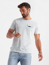 Ombre Clothing Svetlošedé pánske tričko s vreckom Ombre Clothing