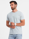 Ombre Clothing Šedé pánske tričko s jemnou výšivkou Ombre Clothing