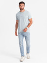 Ombre Clothing Šedé pánske tričko s jemnou výšivkou Ombre Clothing