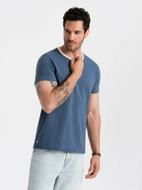 Ombre Clothing Tmavomodré pánske tričko Ombre Clothing