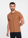 Ombre Clothing Hnedé pánske základné polo tričko Ombre Clothing