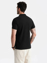 Ombre Clothing Čierne pánske základné polo tričko Ombre Oblečenie