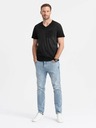 Ombre Clothing Čierne pánske pruhované tričko Ombre Clothing