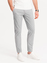 Ombre Clothing Svetlošedé pánske chino nohavice s ozdobným opaskom Ombre Clothing
