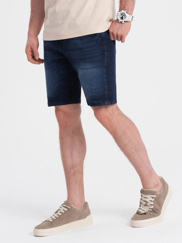 Ombre Clothing Tmavomodré pánske džínsové šortky Ombre Clothing