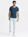 Ombre Clothing Modré pánske bavlnené tričko so základným výstrihom Ombre Clothing