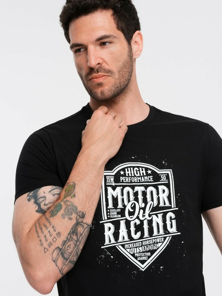 Ombre Clothing Čierne pánske tričko s potlačou Ombre Clothing