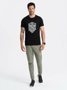 Ombre Clothing Čierne pánske tričko s potlačou Ombre Clothing