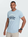 Ombre Clothing Svetlomodré pánske tričko s potlačou San Francisco Ombre Clothing