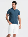 Ombre Clothing Modré pánske základné polo tričko Ombre Clothing