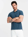Ombre Clothing Modré pánske základné polo tričko Ombre Clothing