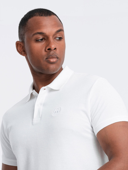 Ombre Clothing Biela pánska základná polokošeľa Ombre Clothing