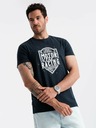 Ombre Clothing Tmavomodré pánske tričko s potlačou Ombre Clothing