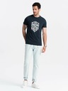 Ombre Clothing Tmavomodré pánske tričko s potlačou Ombre Clothing