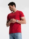 Ombre Clothing Červené pánske bavlnené tričko so základným výstrihom Ombre Clothing