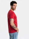 Ombre Clothing Červené pánske bavlnené tričko so základným výstrihom Ombre Clothing