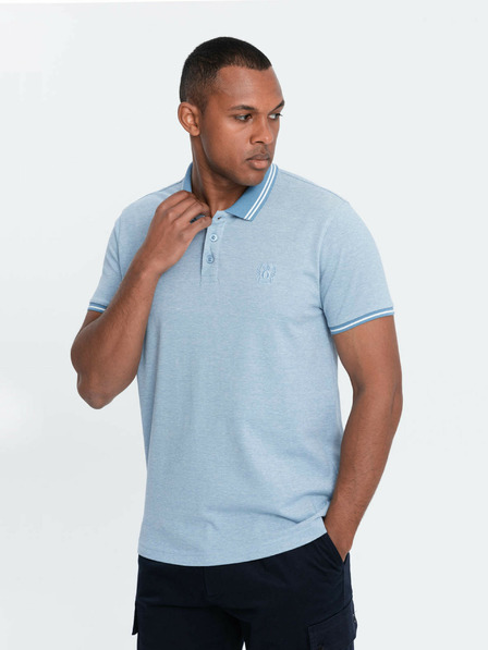 Ombre Clothing Svetlomodré pánske pruhované polo tričko Ombre Clothing