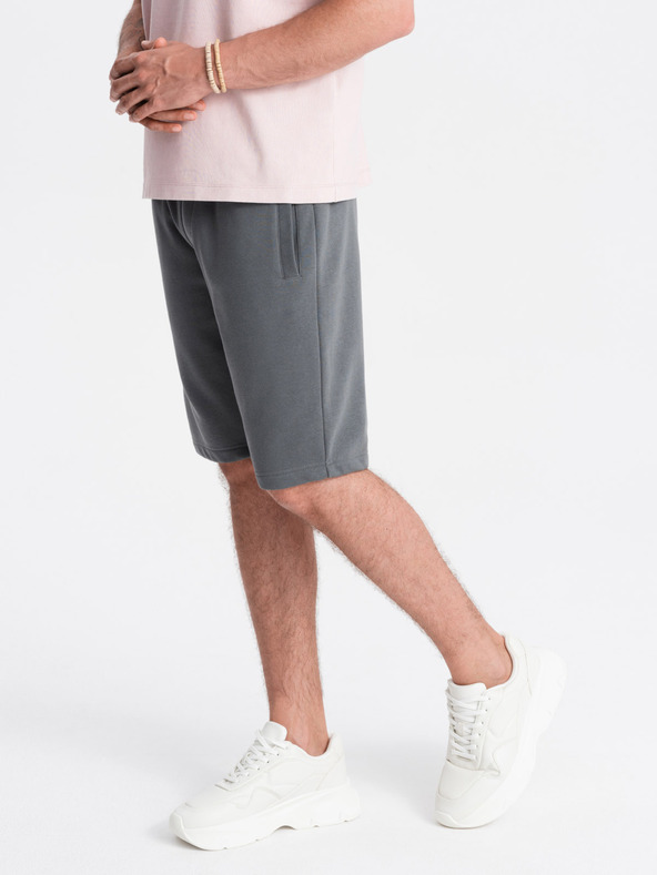 Ombre Clothing Šedé pánske základné teplákové šortky Ombre Clothing