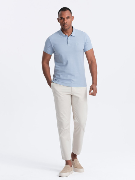 Ombre Clothing Svetlomodré pánske základné polo tričko Ombre Clothing